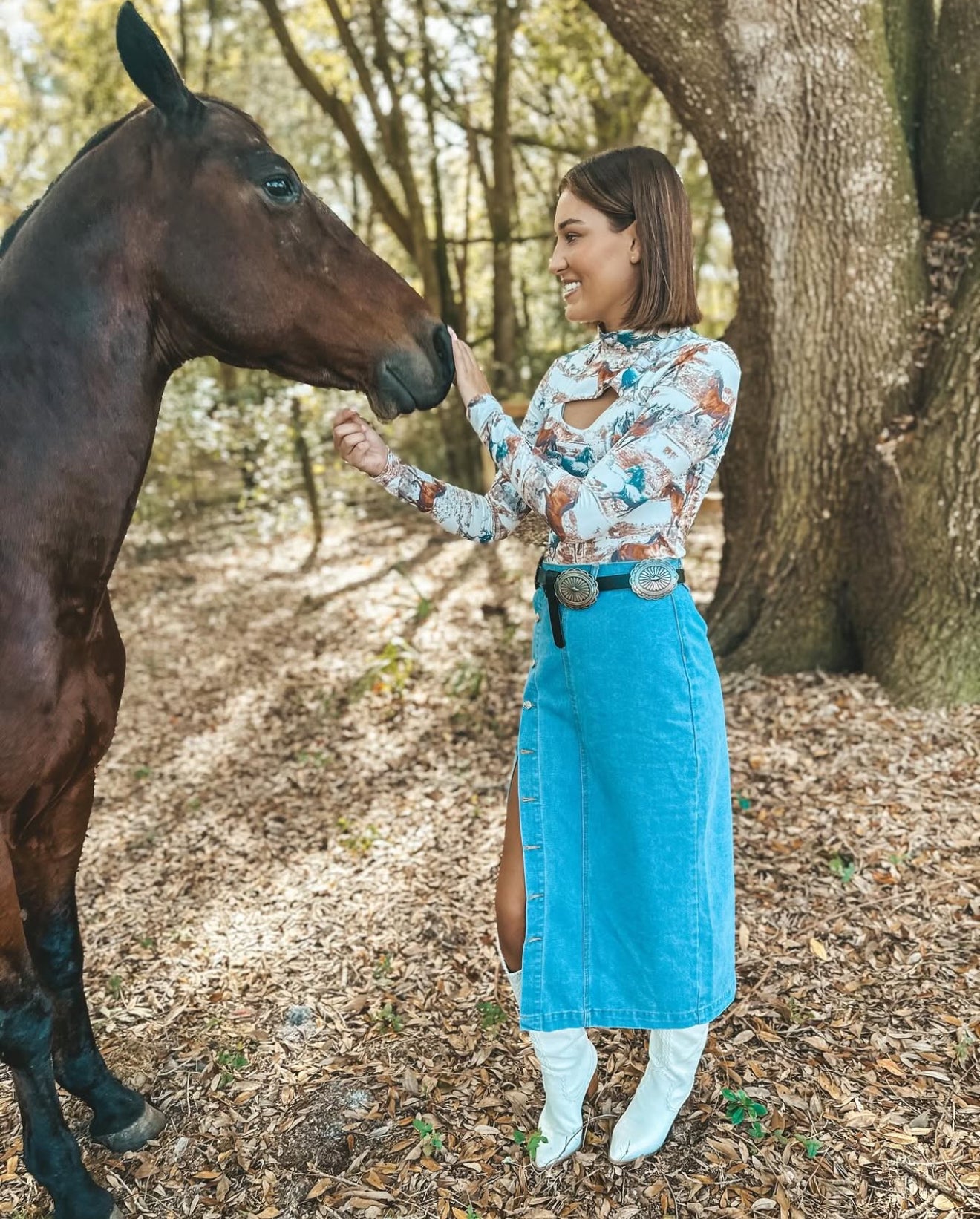 Southern Button Denim Skirt