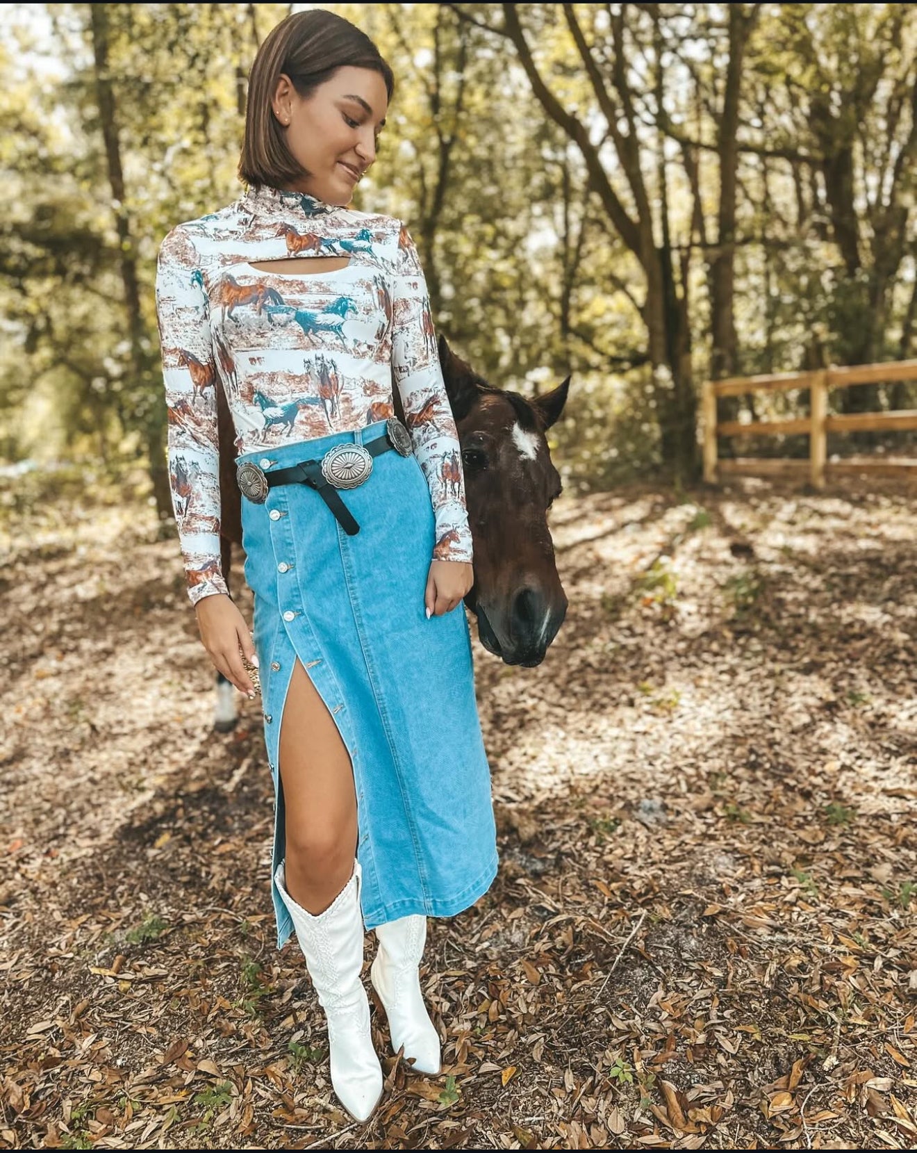 Southern Button Denim Skirt